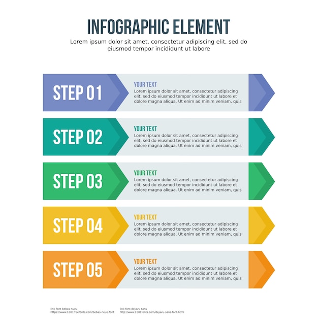 Flèche De Cinq étapes Du Modèle Infographique