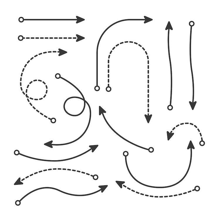 Vecteur flèche de conception vectorielle plate avec des ensembles de collecte de lignes