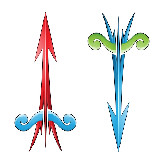 Flèche Fissurée Et Arc Dans Les Couleurs Vert Rouge Et Bleu