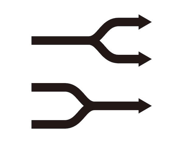 Vecteur une flèche noire bifurquée et une flèche représentant un lien