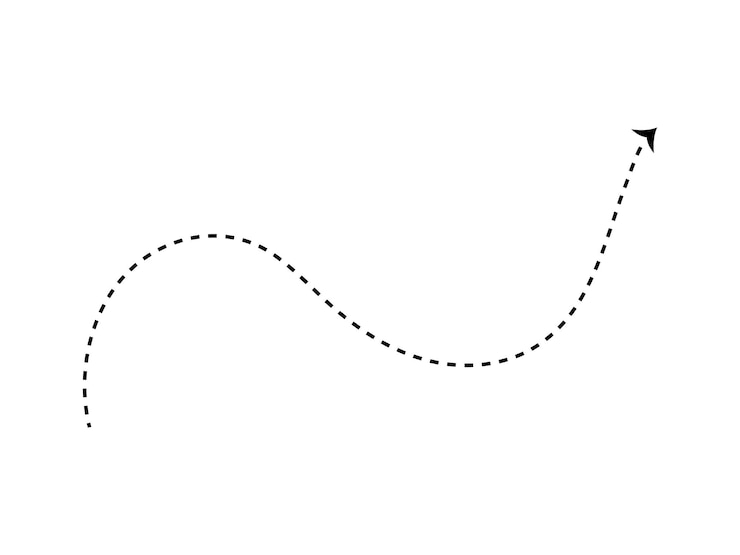 Vecteur une flèche pointillée directionnelle