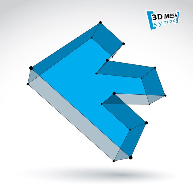 Flèche vers l'arrière colorée à la mode en maille 3d isolée sur fond blanc, icône de pointeur lumineux élégant avec des lignes connectées noires, symbole de navigation technique dimensionnelle, illustration vectorielle eps 8 claire.