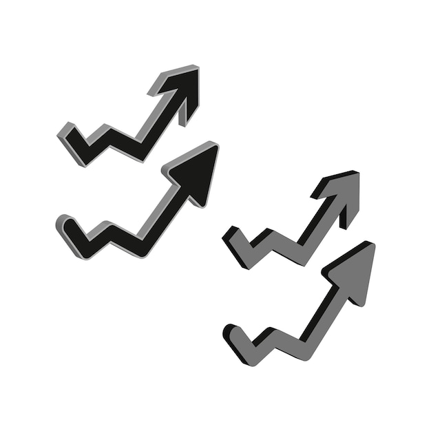 Vecteur flèches 3d pointant vers le haut indicateurs de croissance vectorielle concept de succès directionnel