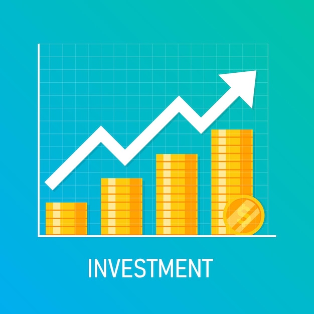 Flèches de croissance des investissements des entreprises vers le retour sur investissement du succès. ROI Augmentation des revenus du taux monétaire.