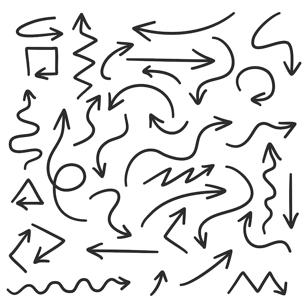 flèches dessinées à la main sur fond blanc