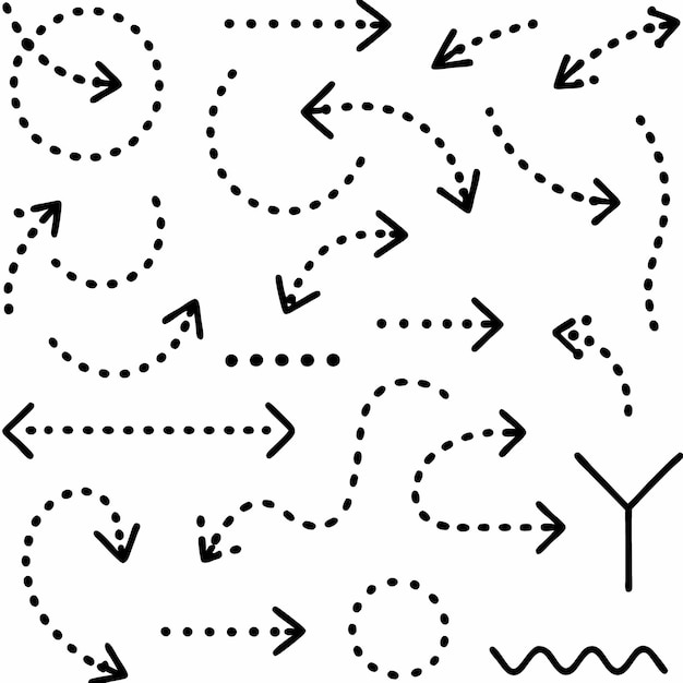 Des flèches dessinées à la main vous guident avec des lignes pointillées