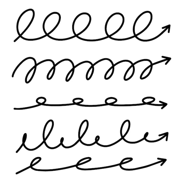 Flèches de direction Doodle définies linéaires