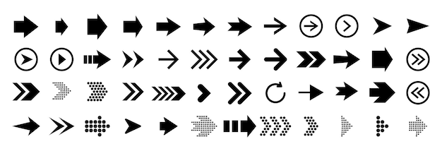 Flèches flèches direction des signes mis en place des boutons de pointeur collection vectorielle