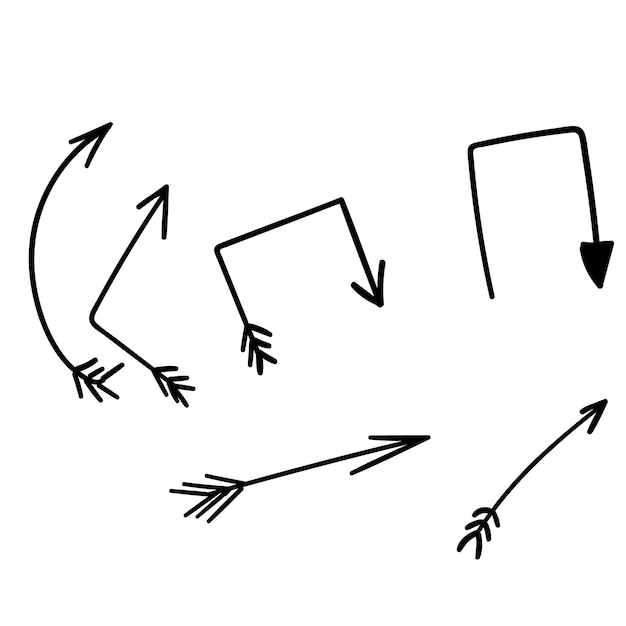 Vecteur flèches handdraw ensemble doodle