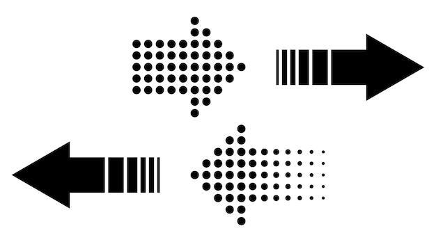 Flèches icônes vectorielles flèches points et lignes flèches icones vectorielles noires