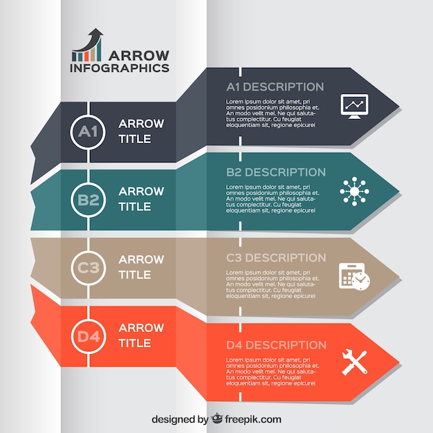 Flèches Plates Pour Infographie