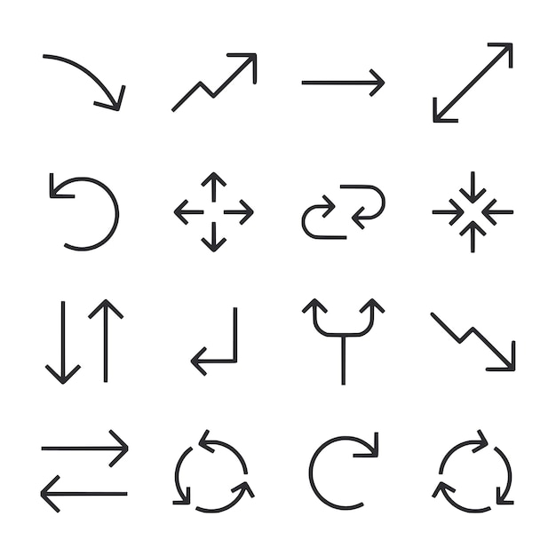 Les flèches sont montrées dans différentes orientations et positions