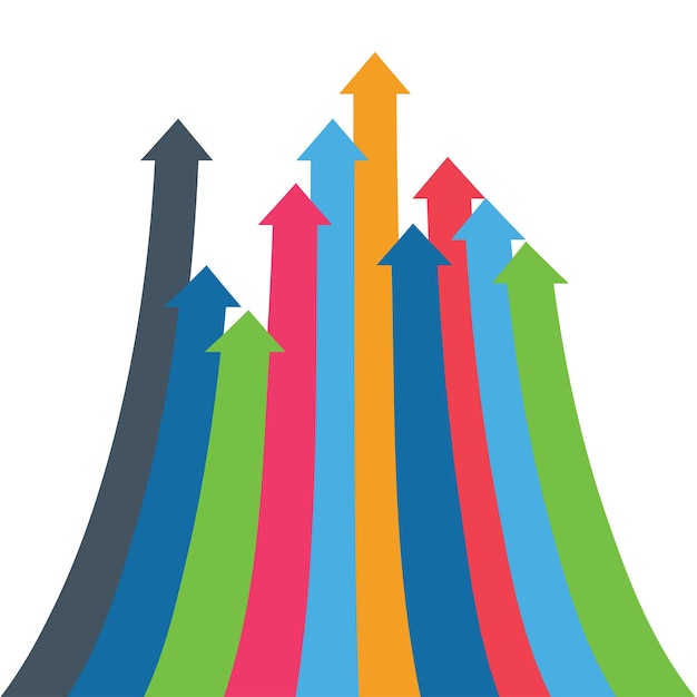 Vecteur flèches vectorielles infographiques du succès de la croissance, le volume des ventes augmente l'augmentation démographique d simpl...