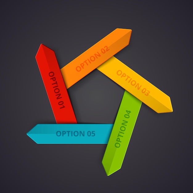 Flèches Vectorielles Pour Infographie Avec 5 étapes Ou Processus De Pièces D'options Fond Sombre