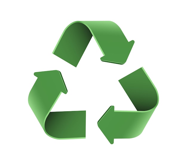Les flèches vertes de l'icône 3d recyclent l'illustration de vecteur de symbole éco isolée sur fond blanc Recyclé