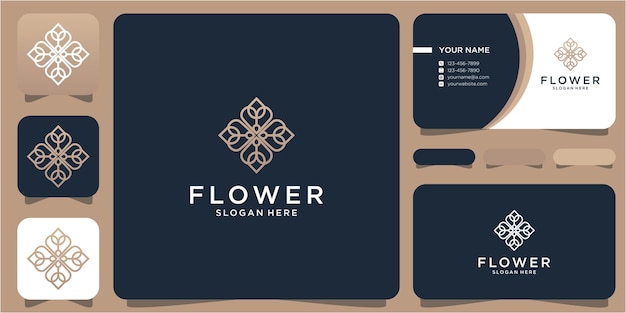 Vecteur fleur de beauté féminine abstraite design de luxe templete et carte de visite