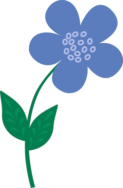 Fleur Bleue Stylisée En Surbrillance Sur Fond Blanc Fleur De Vecteur En Style Cartoon