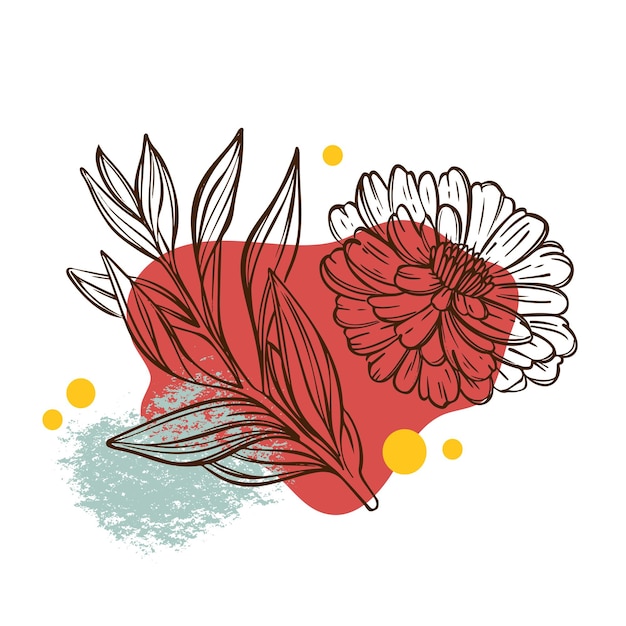 Vecteur fleur et branche abstract collage botanical sketch vector