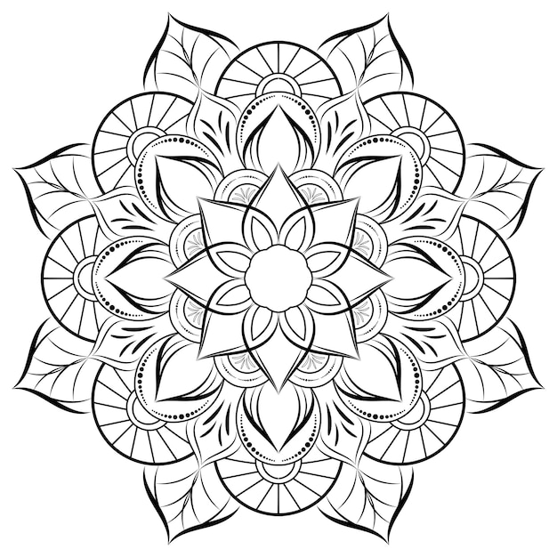 Fleur de cercle de mandala avec un style floral vintage Motif oriental de mandala vectoriel