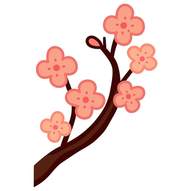 fleur de cerise fleur de sakura fleurissant sur la branche conception minimale plate clipart illustration vecteur