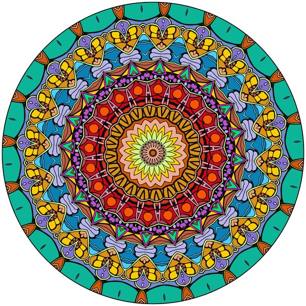 Fleur Colorée Mandala Éléments Décoratifs Vintage Motif Oriental