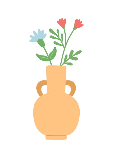 Fleur dans un vase illustration vectorielle design plat simple