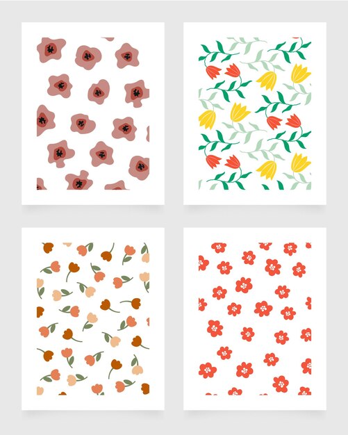 fleur décorative moderne colorée collection de motifs floraux ensemble fond de papier peint