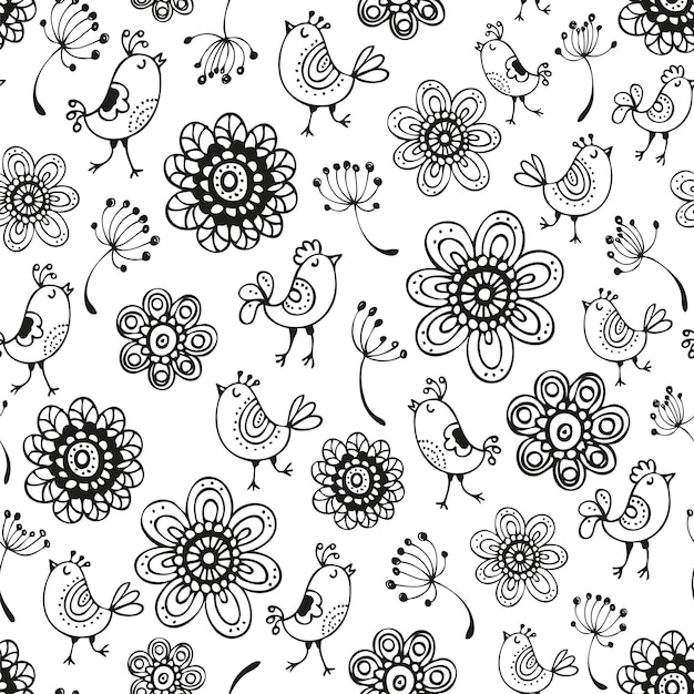 Fleur Doodle Motif Vecteur Illustration Florale Dessinée à La Main