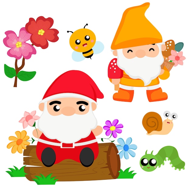 Fleur fée enfants printemps Clipart Vector Set