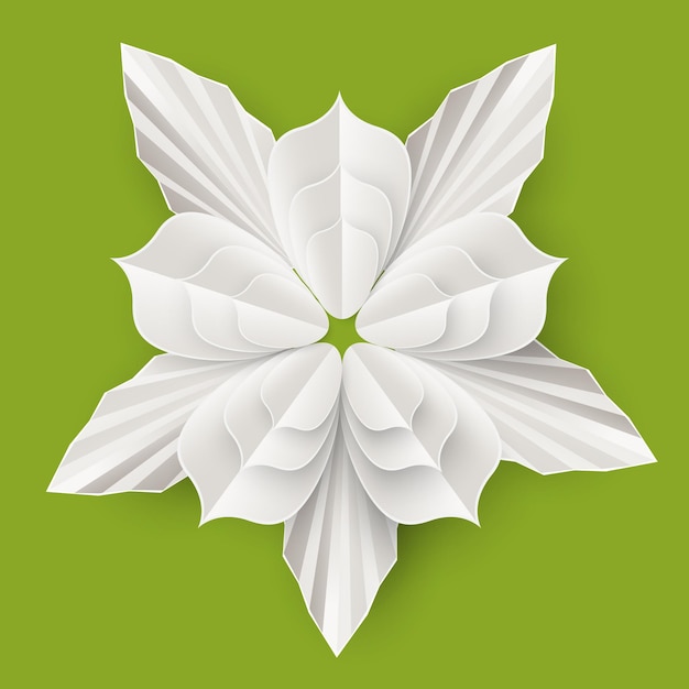 Vecteur fleur avec des feuilles en feuille de papier illustration isolée