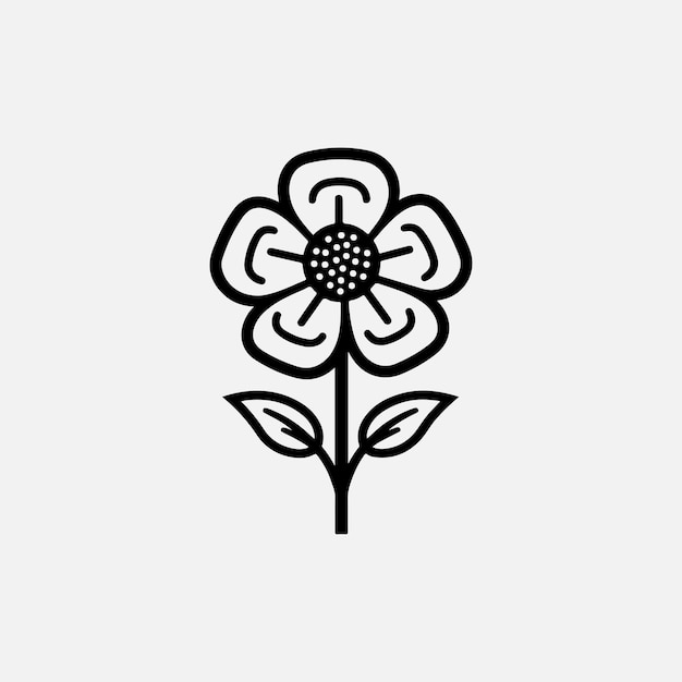 Fleur icône vector logo noir et blanc
