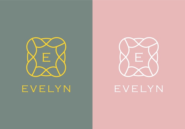 Fleur Initiale Lettre E Logo Design