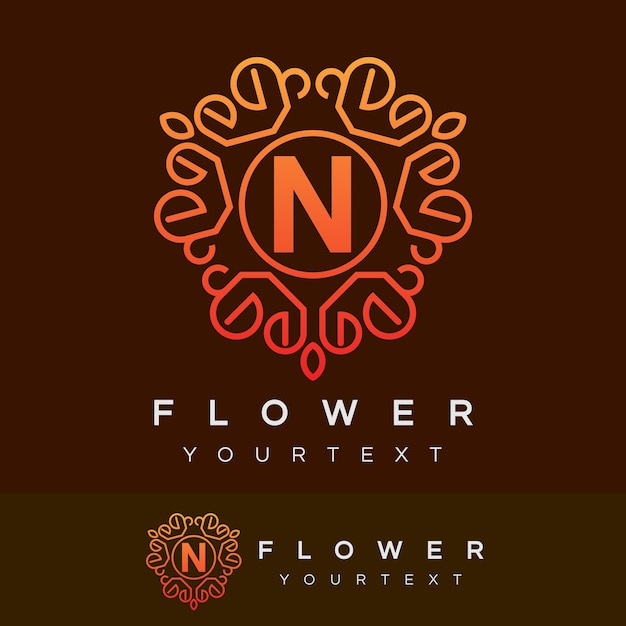 Fleur Initiale Lettre N Logo Design