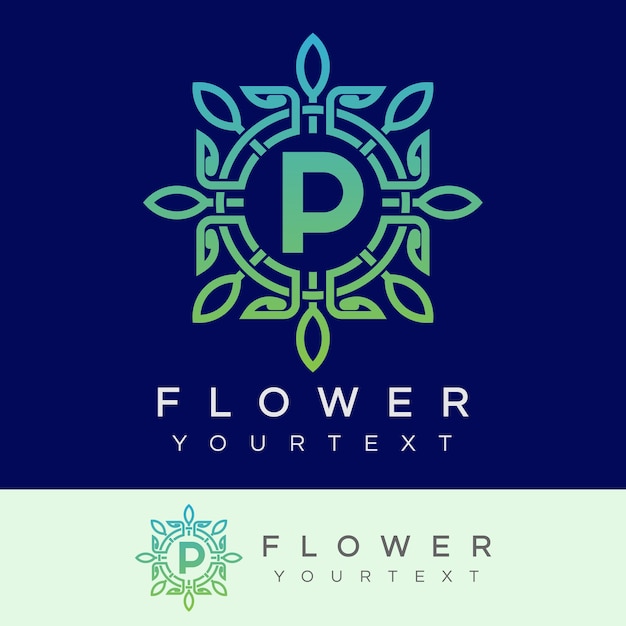 Fleur Initiale Lettre P Logo Design