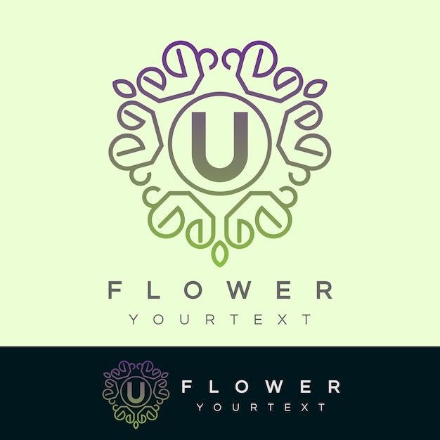 fleur initiale Lettre U Logo design