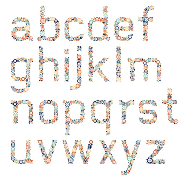 Fleur lettres alphabétiques minuscules couleur des polices