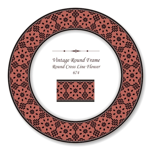 Fleur De Ligne Croisée Vintage Round Retro Frame, Style Antique