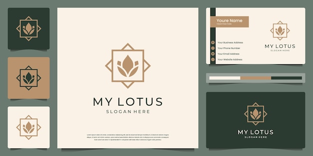 Fleur De Lotus Beauté Minimaliste Avec Logo De Luxe Et Conception De Carte De Visite