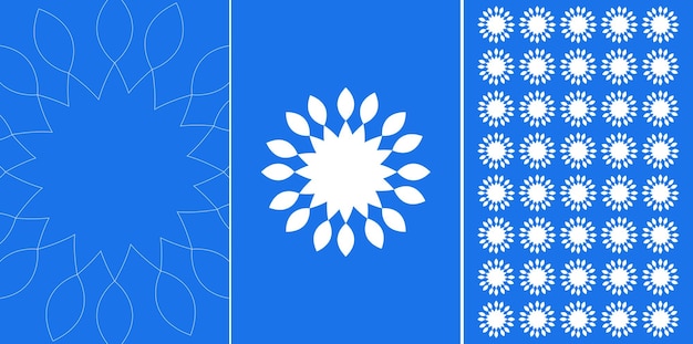 Fleur De Mandala Moderne Avec Fond Bleu