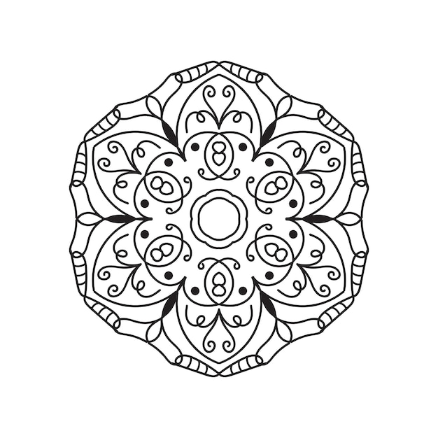 Fleur De Mandala Simple Noir Et Blanc Pour Livre De Coloriage éléments Décoratifs Vintage