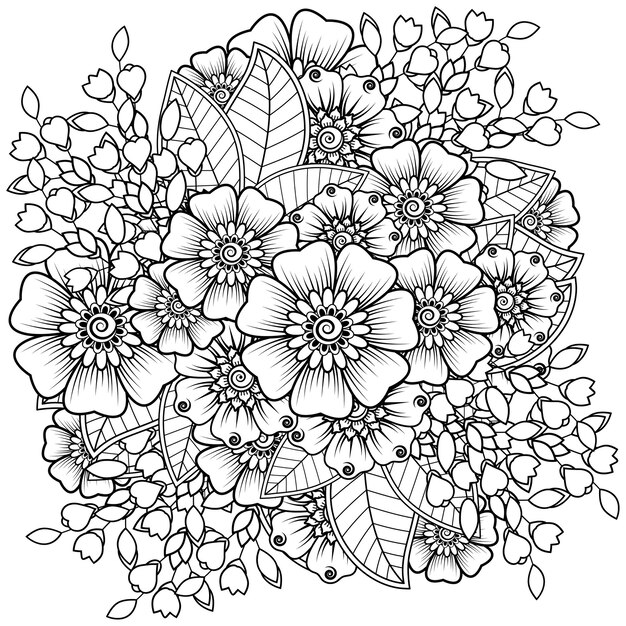 Fleur De Mehndi Pour Le Henné Isolé Sur Blanc