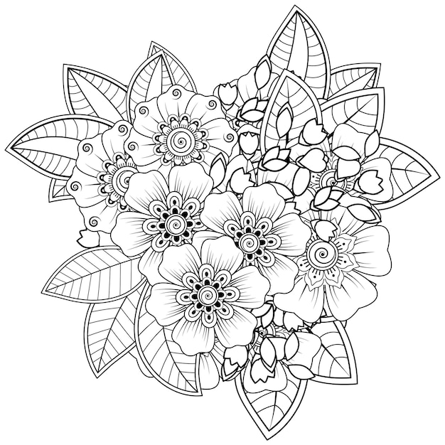 Fleur De Mehndi Pour Le Henné Isolé Sur Blanc