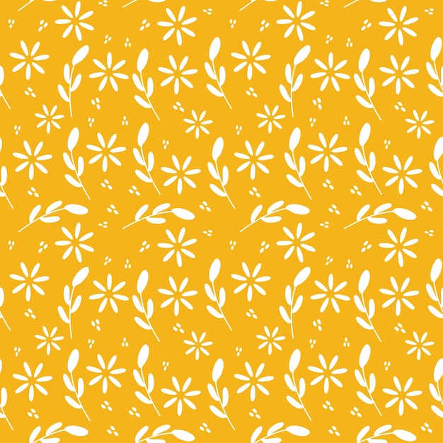 Fleur De Modèle Nature Sur Fond Jaune Vector