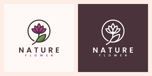 Fleur de la nature avec une belle création de logo couleur