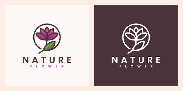Fleur De La Nature Avec Une Belle Création De Logo Couleur
