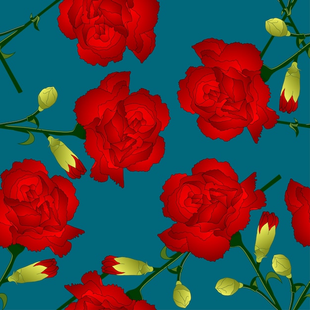 Fleur D'oeillet Rouge Sur Fond Bleu Indigo.