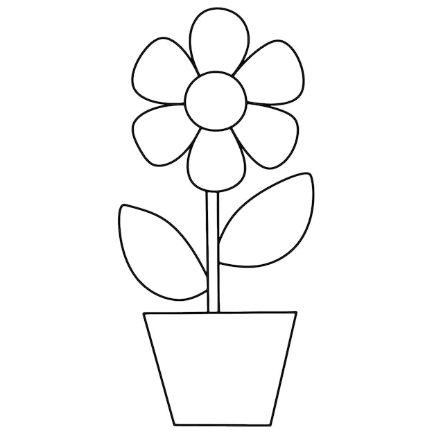 fleur pot de fleurs la nature dessin animé griffonnage kawaii anime coloriage mignonne illustration dessin clipart