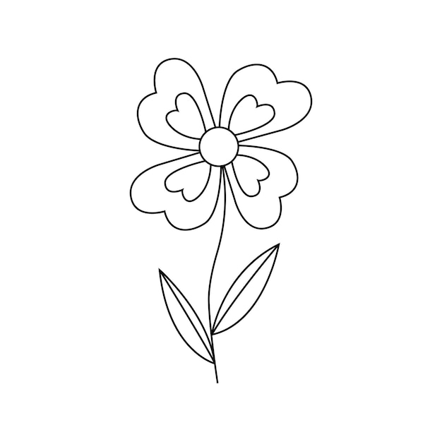 Fleur de printemps dessinée à la main avec des feuilles