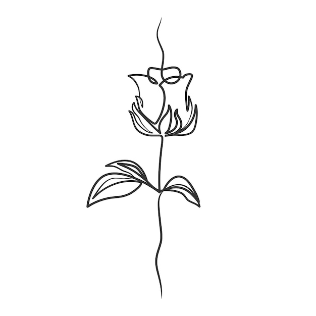 Vecteur fleur rose dans un style de dessin d'art en ligne continue