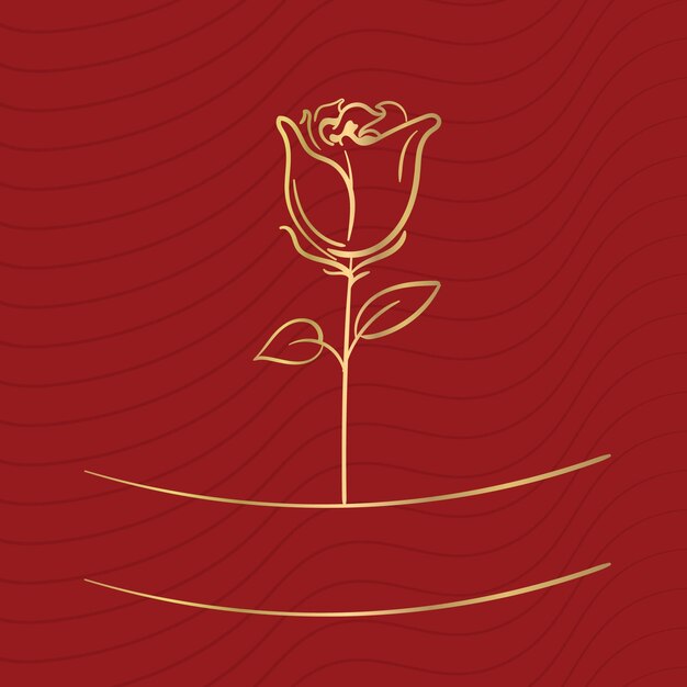 Vecteur fleur de rose dessinée à la main sur fond rouge